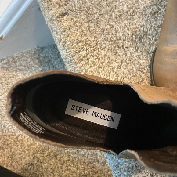 STEVE MADDEN Adelphie Leather Ankle Booties in Taupe Size 8 - Picture 4 of 8